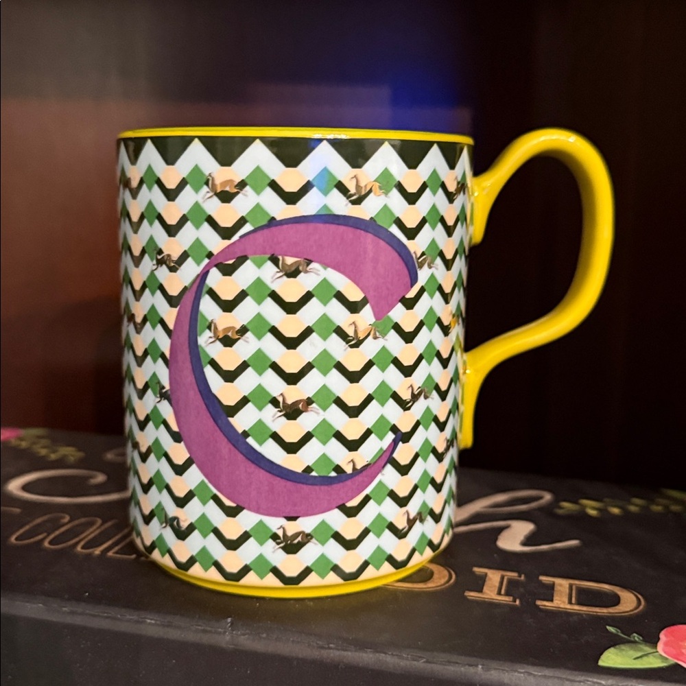 Anthropologie Chevron Mug with Purple Initial C